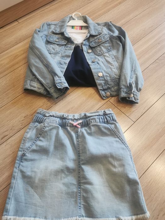 kurtka dziewczęca jeans spódniczka spódnica 128