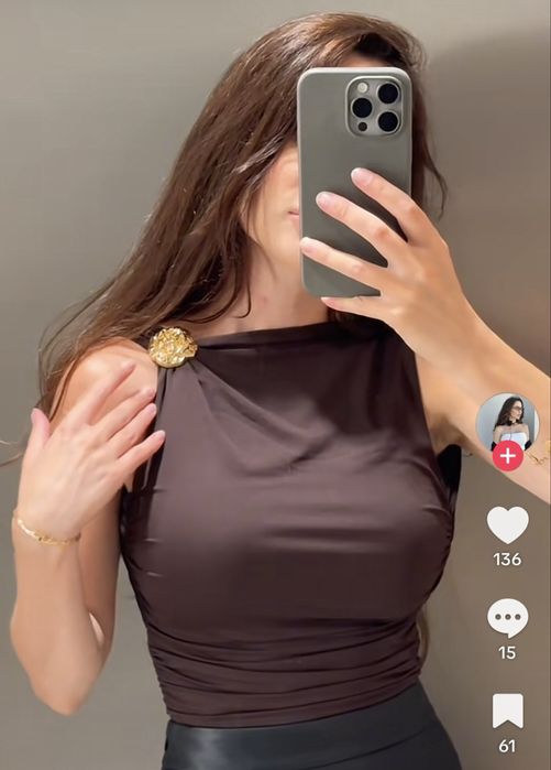 Боди Zara S L коричневый черный