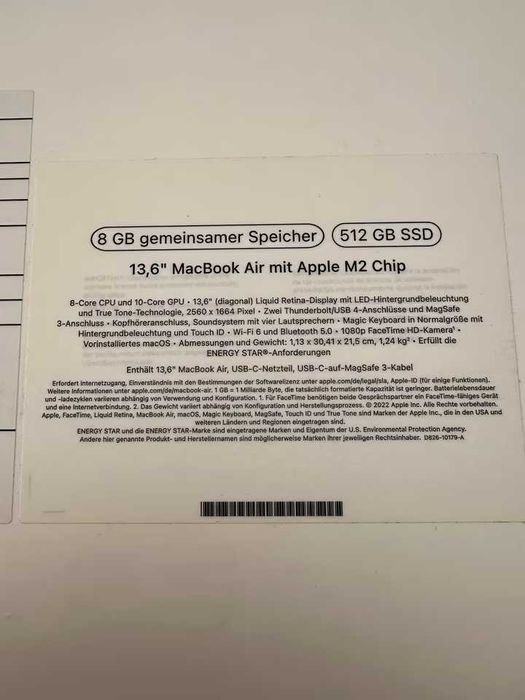 Macbook Air M2 13,6", 8 GB de RAM / 512 SSD