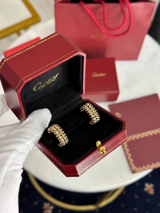 Сережки пусети clash earrings double-row 18k в подарунковій коробці