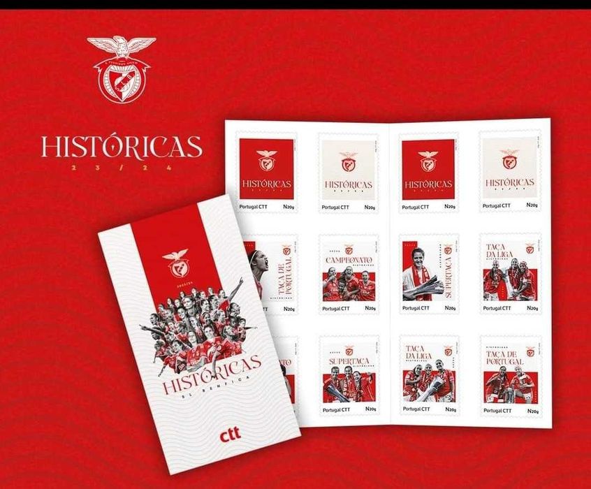 BENFICA HISTORICAS - Booklet CTT 12 selos auto adesivos - 2024