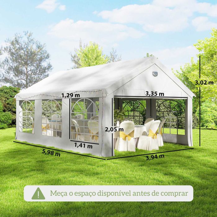 Gazebo para eventos 598x394x302 cm branco UPF30+