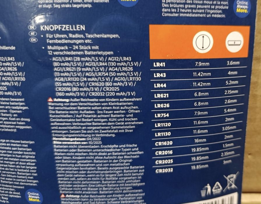 Комплект батарейок TRONIC(24шт) CR2032 CR2025 CR2016 LR44 з Німеччини