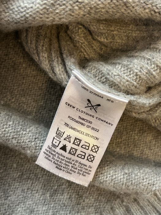 Męski wełniany szary sweter z golfem Crew Clothing Company