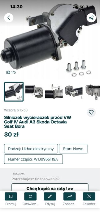 Silniczek wycieraczek przod Audi A3 8L