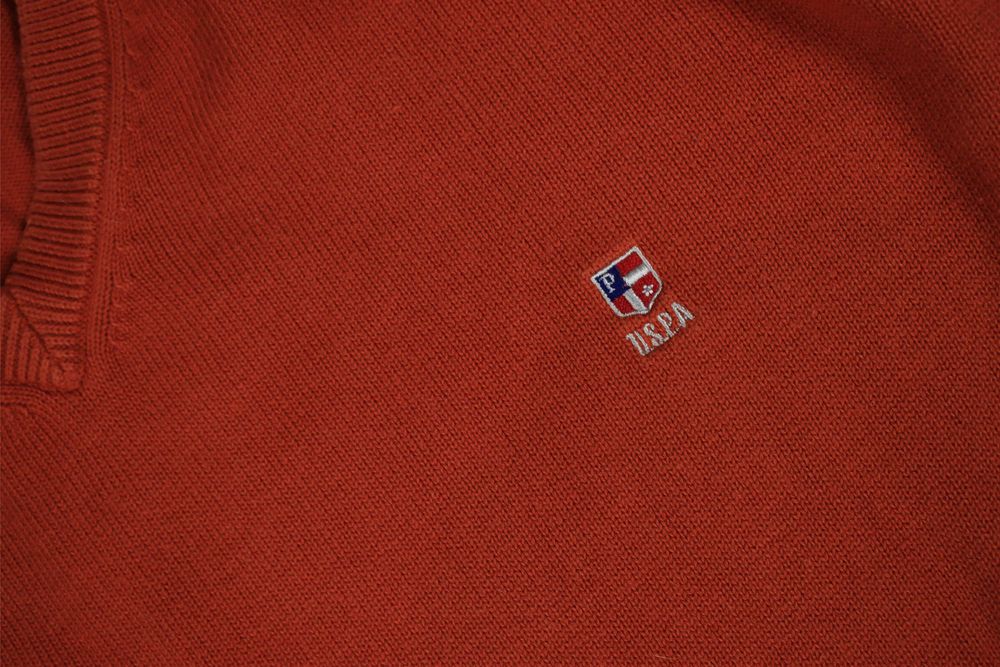 Sweter US Polo Assn r. L dekolt V bawełniane męski