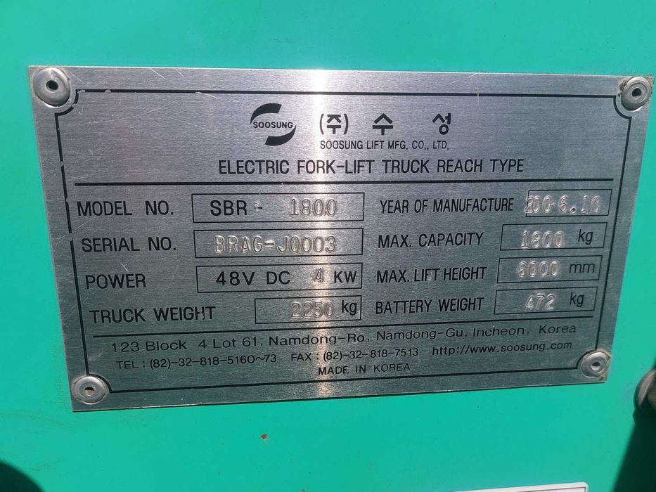 Ричтрак Soosung SBR1800L, в/п 1,8т, мачта 6м