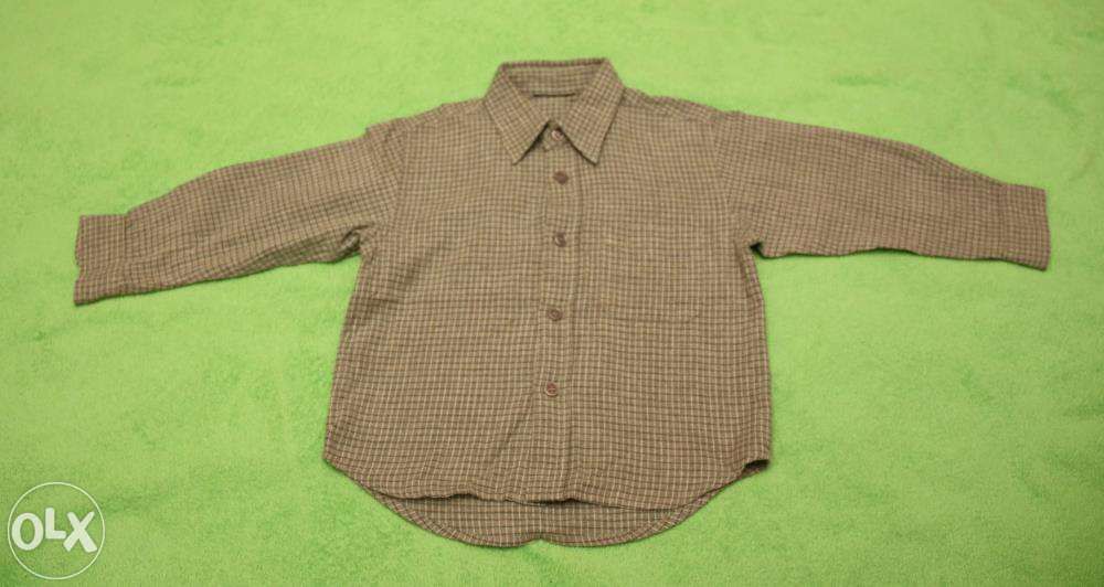 Koszula szara w kratę / 98-104 / 3-4 latka