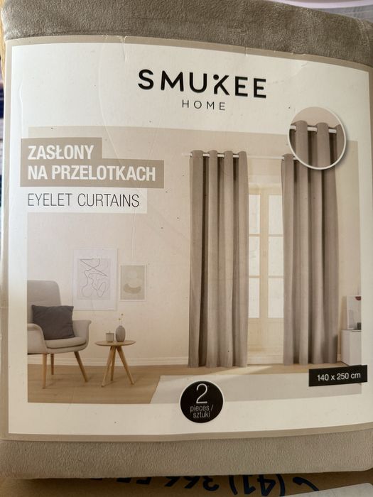 Zasłony 4szt. Smukke beżowe welurowe na przelotkach nowe