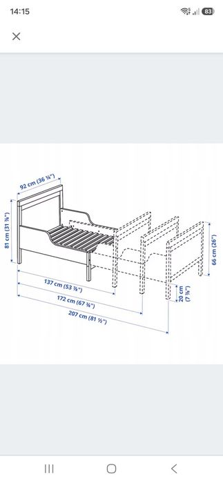 Łóżko rozsuwane IKEA SUNDVIK