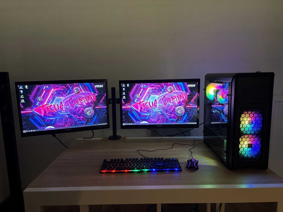 Dwa Monitory Philips 246V5L 24 Cale LED Full HD + Uchwyt + Kable