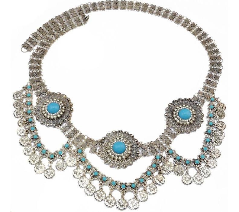 Pasek srebrny boho bohemian hippie