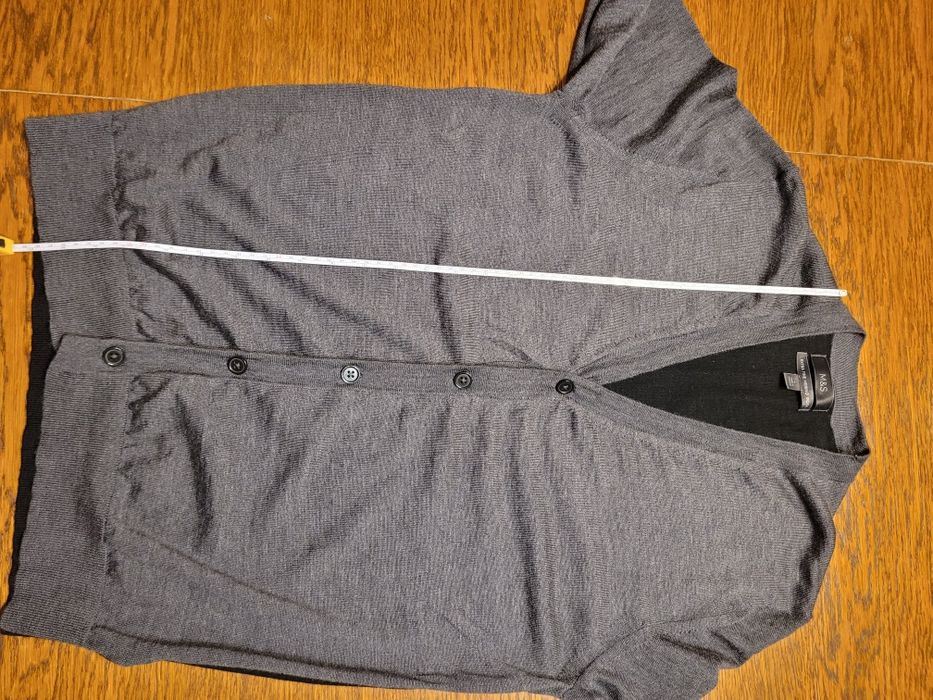 Sweter swetr kardigan M&S r.L 100% merino szary guziki rozpinany