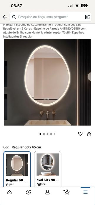 Espelho com led wc