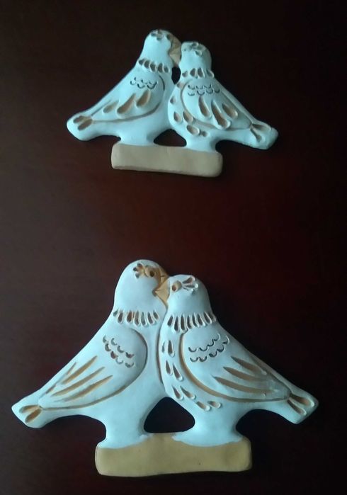 На подарок Миниатюрные фигурки барельеф «Пара Голубей». Керамика