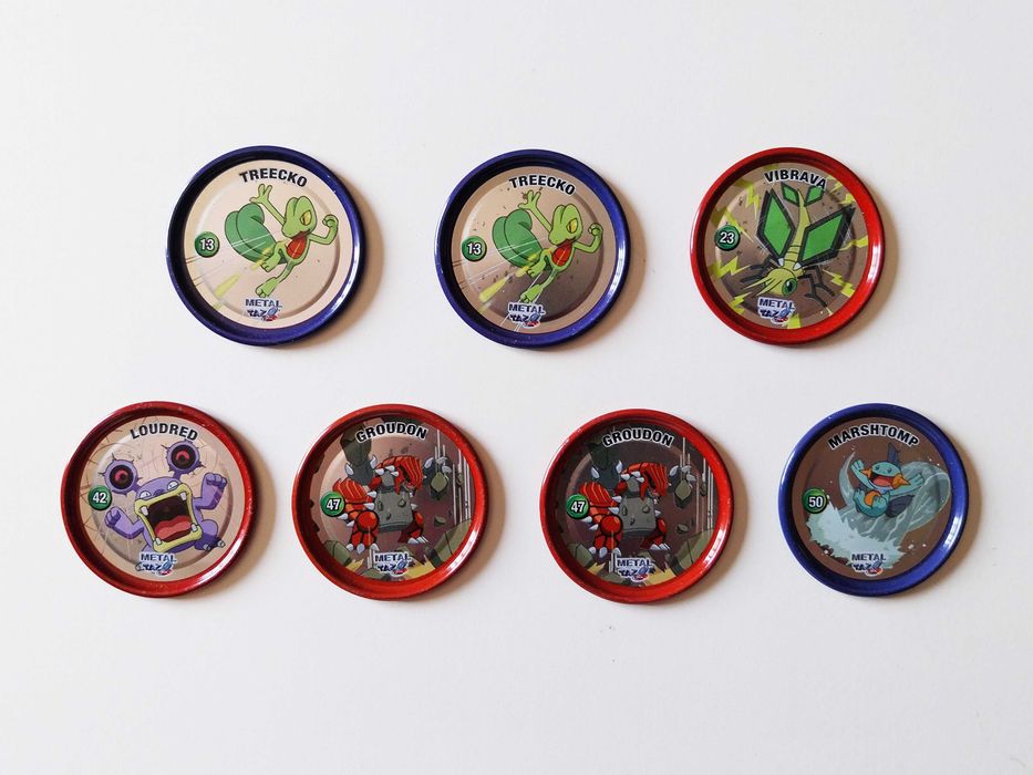 7 tazos (5 diferentes) POKEMON METAL TAZO | Chipicao lote ou venda a vulso