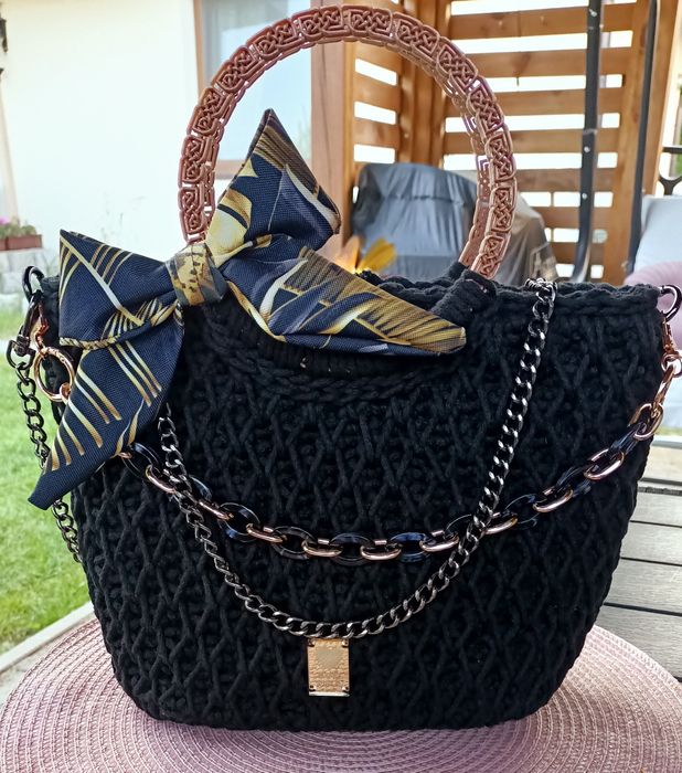 Torebka handmade rękodzieło elegancja black