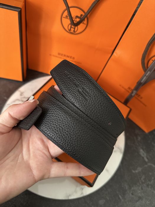 Pasek Hermes meski skora naturalna zestaw prezent