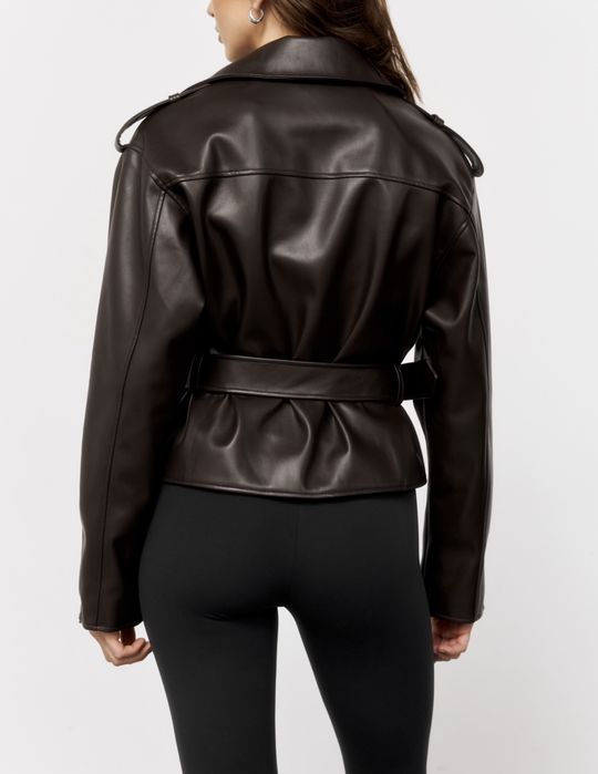 Косуха куртка шоколадного цвета, xs, s, m, l, xl,  фурнитура YKK