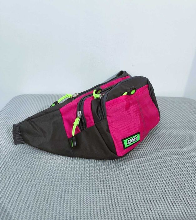 Nowa szaro różowa nerka na biodro sportowa pojemna Okazja