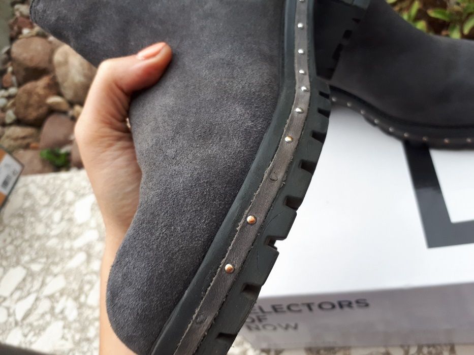 Sztyblety zamsz szare BRONX 38 markowe obuwie WYPRZEDAŻ