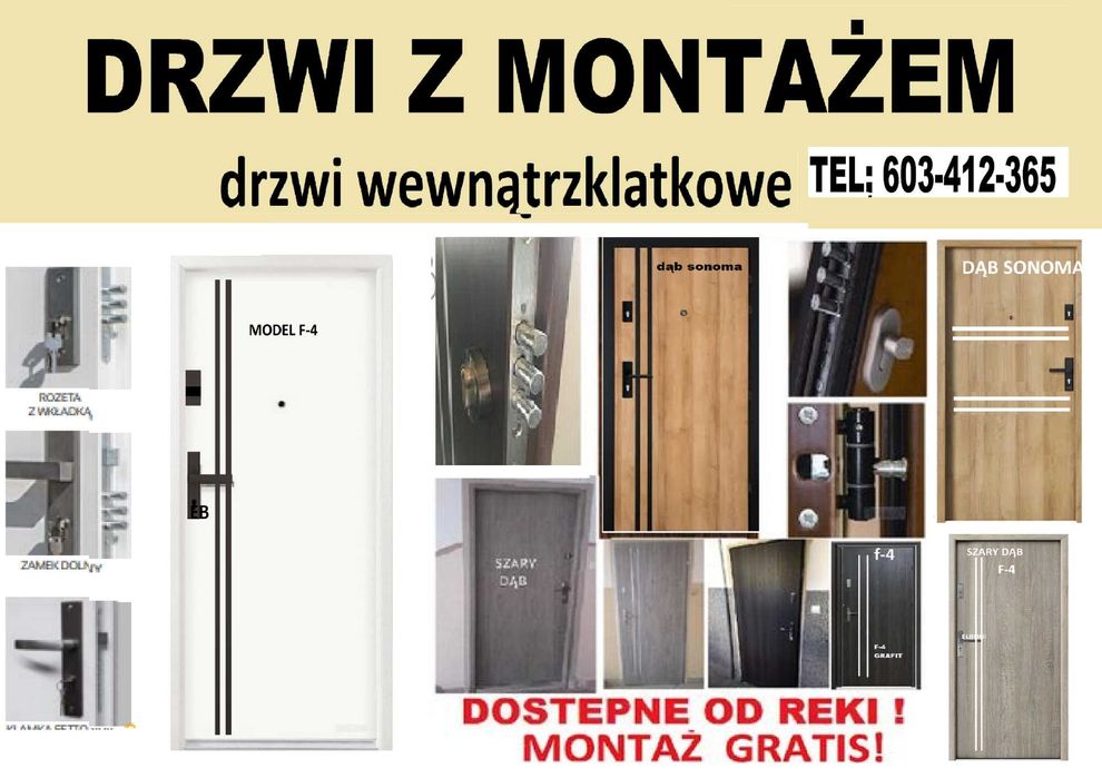 Drzwi z MONTAŻEM wejściowe do mieszkania.ZEWNĘTRZNE drewniane-metalowe