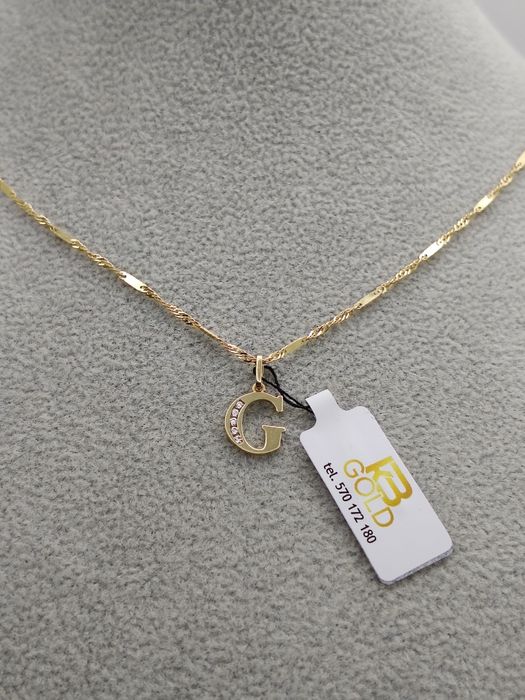 Złota Zawieszka Literka "G" Pr.585 Nowa Zapraszamy