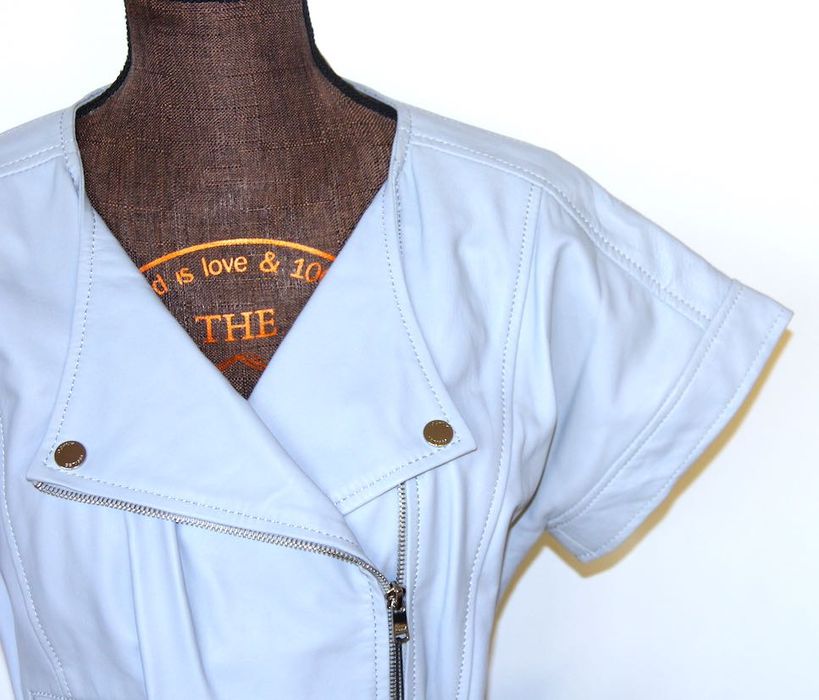 ochnik skórzaną niebieska sukienka s 36 skóra