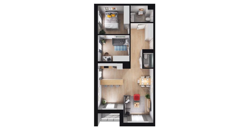 3-pokojowe mieszkanie 64 m² + loggia Bez Prowizji - Widok 3
