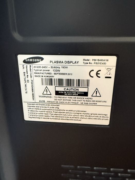 Tv plazmowy Samsung 51’’ model ps51e450