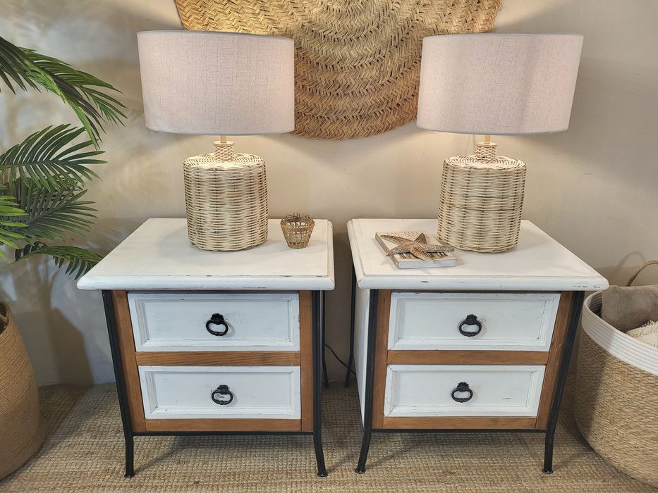 2 mesas, apoio, cabeceira,  ferro, rustico