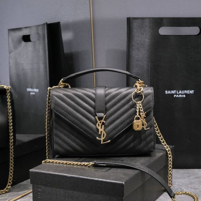 Сумка Yves Saint Laurent College , чорна шкіряна сумка YSL, жіноча сумка кожаная