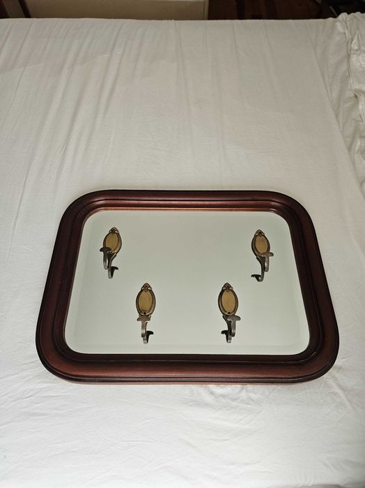 Espelho vintage bisotado madeira retangular 60cm x 45cm