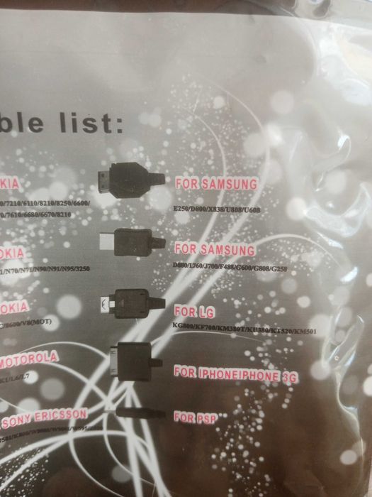 NOWY kabel USB do telefonów 10w1  ( starsze modele )