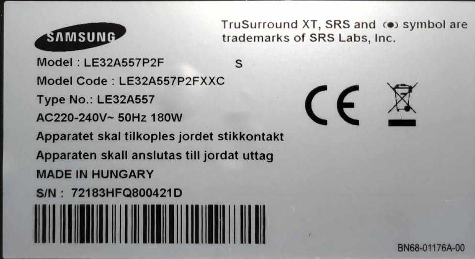 TV SAMSUNG LE32A557P2F - 80 cm - 32 Polegadas - Para reparação ou peças !