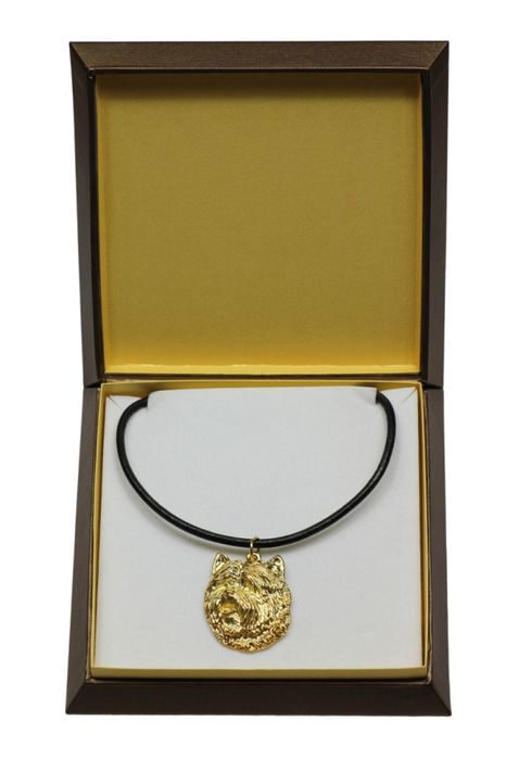 Cairn Terrier naszyjnik pozłocony w pudełku Art-Dog