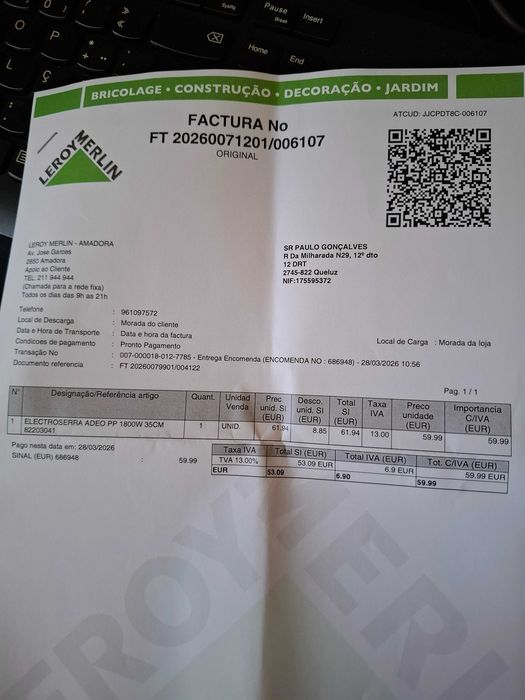 Moto serra electrica nova por estrear comprada 03/2026 ainda na caixa