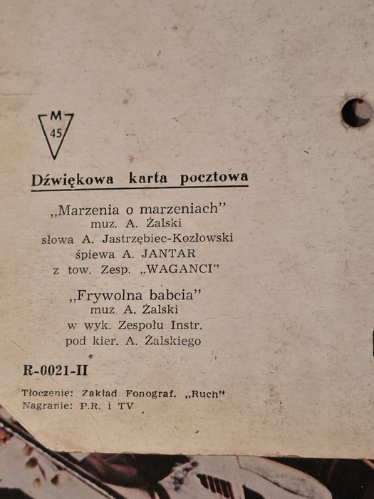 Pocztówka grajaca wykonanie piosenki Marzenia o marzeniach Anny Jantar
