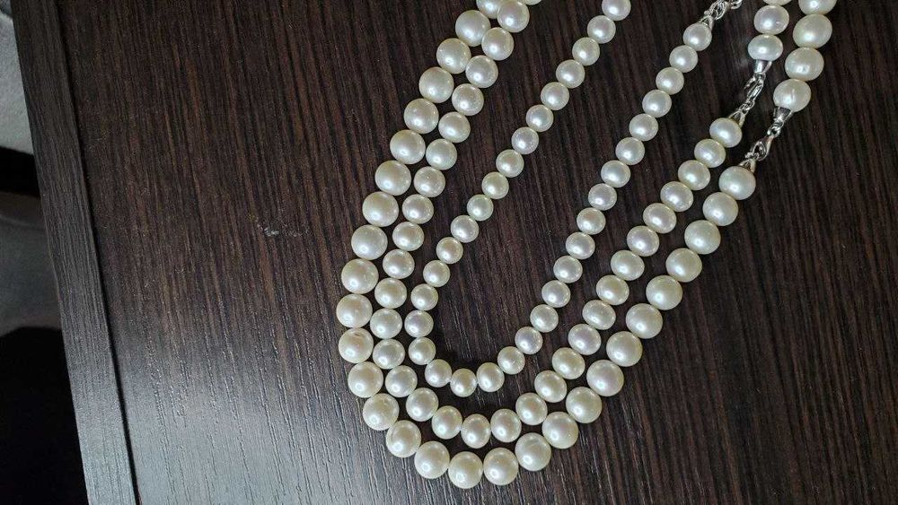 Кол'є з перлів срібний замок