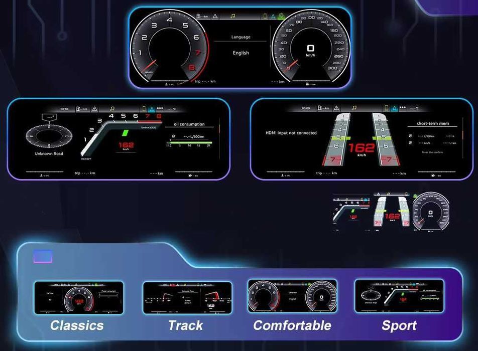 ZEGARY CYFROWE Virtual Cockpit Audi R8 wyświetlacz licznik 12.3 cala LCD IPS + PROFESJONALNY MONTAŻ