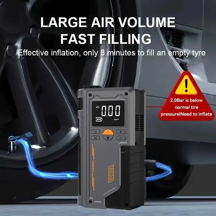 D73- 2 em 1 BOOSTER Jumpstarter e bomba de ar 2000a compressor de ar