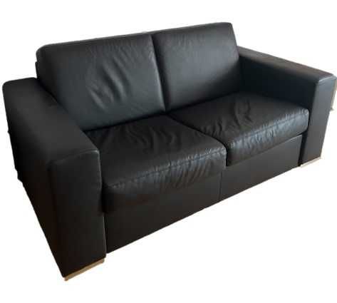 Sofá Cama Preto de pele sintética