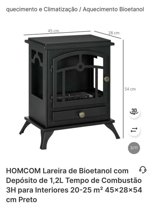 Aquecedor Lareira portatil biotenol