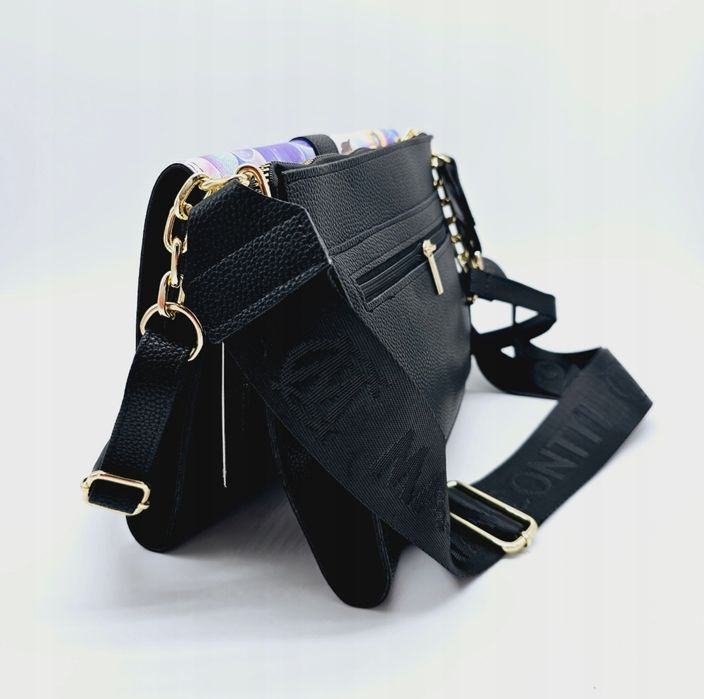 Torebka listonoszka Massimo Contti skóra ekologiczna czarna na ramię