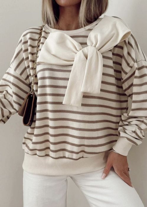 Sweter/bluza, paski,kokarda