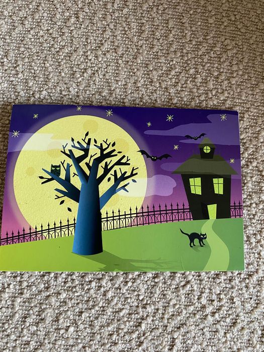 Halloween kartka, dekoracja kot nietoperz