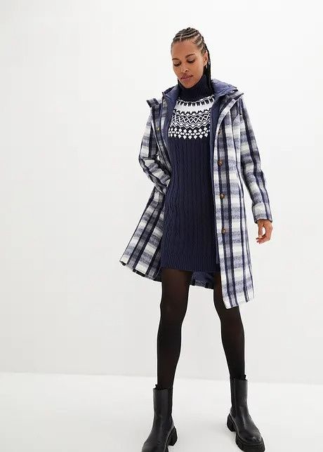 B.P.C sukienka dzianinowa wzór norweski granatowa r.44/46