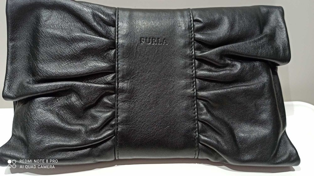Женский клатч "Furla" Италия (оригинал) черный, кожа.