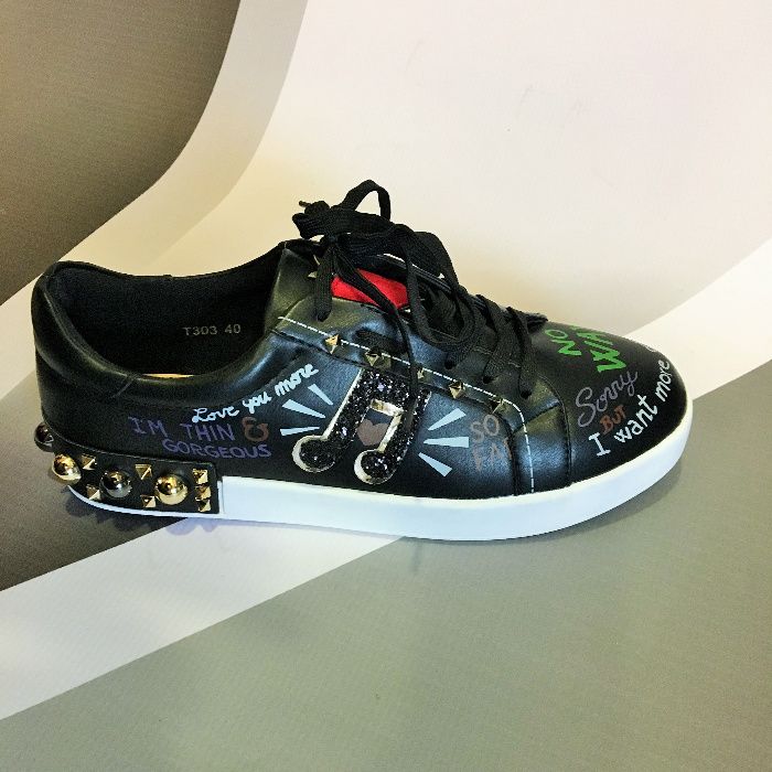 NOWOŚĆ!! tenisówki TRAMPKI BUTY SPORTOWE z ćwiekami i napisami NOWE