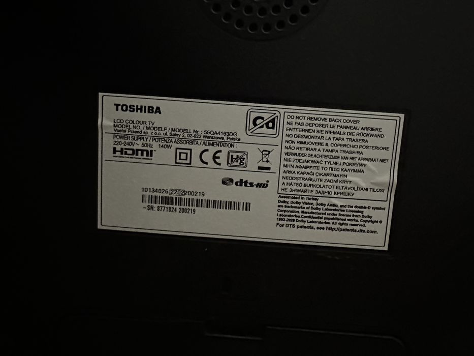 VENDO TOSHIBA TV 55" - 55QA4163DG usada